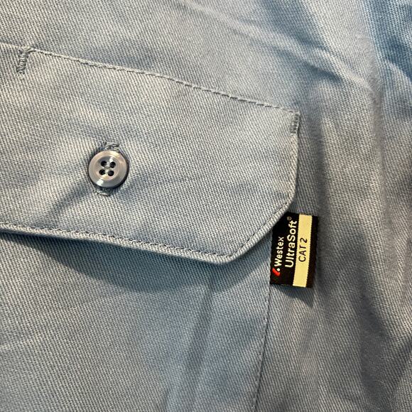 STEELGUARD FR Long Sleeve Button Down Workwear Shirts Blue Sz 1XLR Set of 2 NEW - Picture 9 of 9